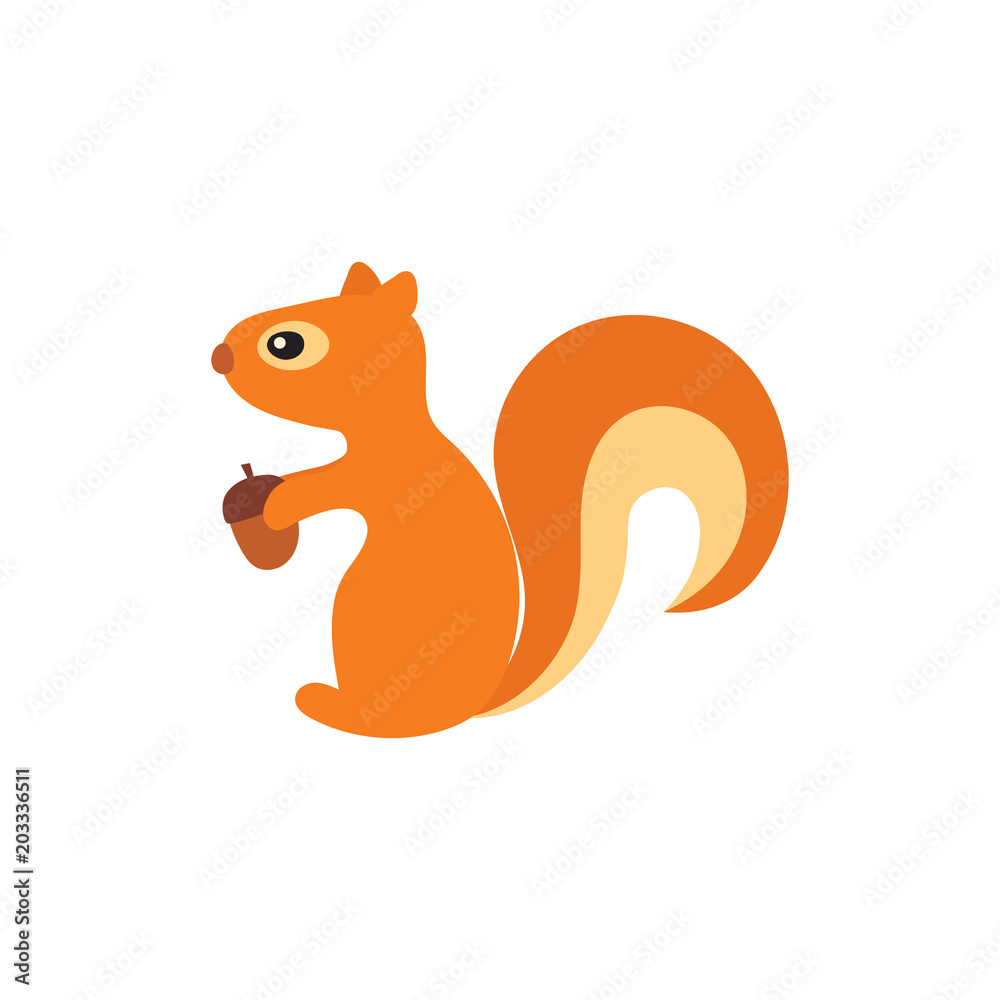 Vector cartoon squirrel with acorn Vector cartoon squirrel with acorn