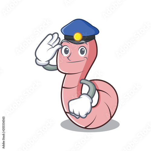 Police worm character cartoon style photo