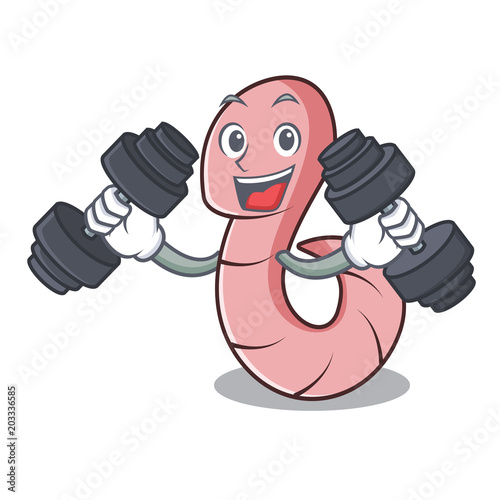 Fitness worm character cartoon style photo