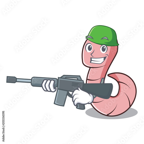 Army worm character cartoon style