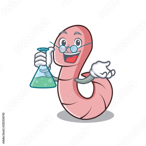 Professor worm character cartoon style photo