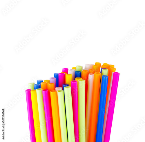 Colorful plastic tubes isolated on a white background.