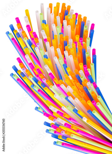 Colorful plastic tubes isolated on a white background.