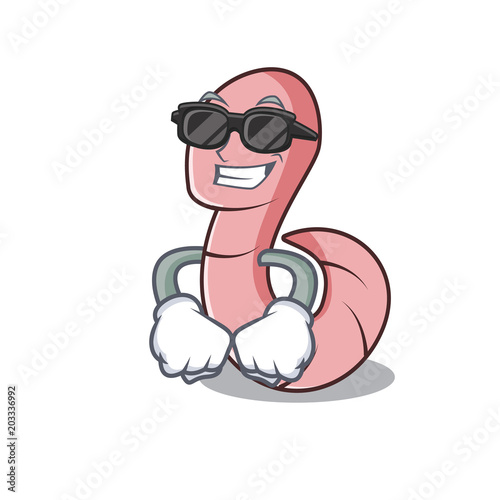 Super cool worm character cartoon style