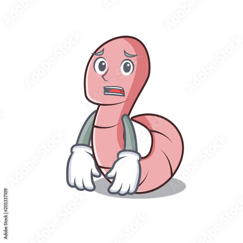 Afraid worm mascot cartoon style photo
