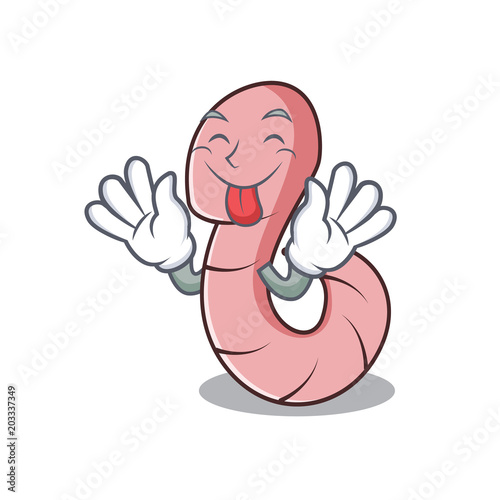 Tongue out worm mascot cartoon style photo