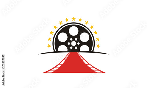 Red Carpet Film Reel Stars for Film Movie Video Cinema Event Artist Actor Actress  logo design inspiration