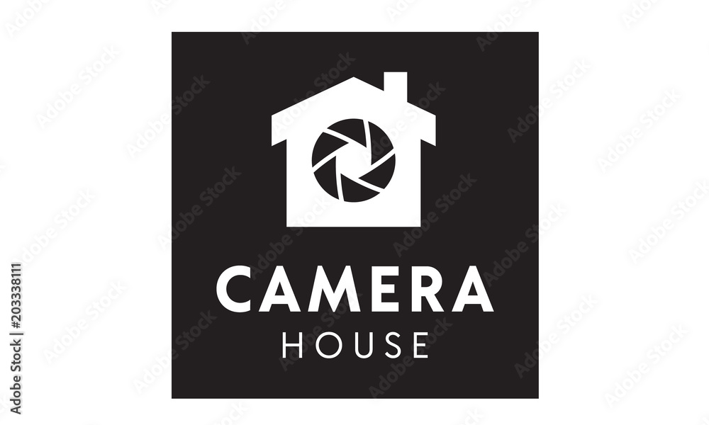 Shutter lens Camera House Photo Photography Studio logo design	