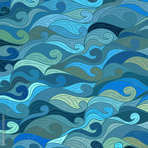 Vector wave background of doodle hand drawn lines