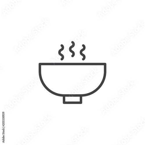Bowl of hot soup outline icon. linear style sign for mobile concept and web design. Healthy food simple line vector icon. Symbol, logo illustration. Pixel perfect vector graphics