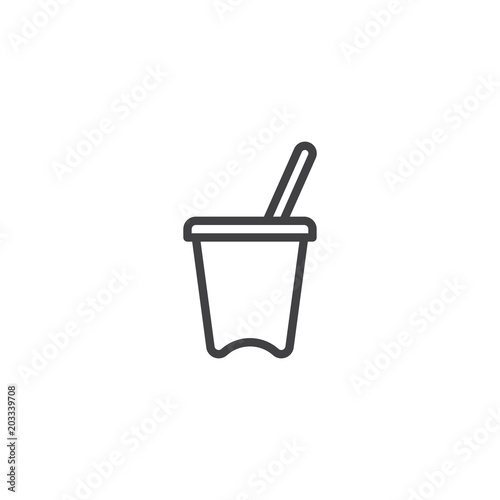 Yogurt cup outline icon. linear style sign for mobile concept and web design. Dessert food simple line vector icon. Symbol, logo illustration. Pixel perfect vector graphics