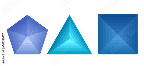 St of 3D geometric shapes with metamorphoses. Vector element for your design