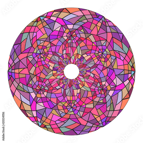 Round mandala made of stained glass. Broken glass. Vector element for your creativity