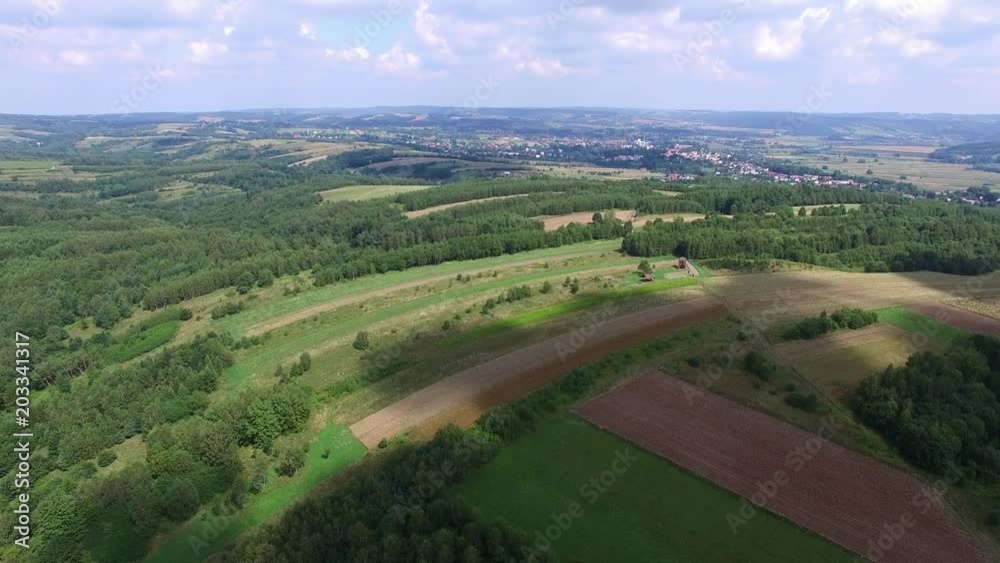 Aerial of Rural Hills Fields Forests Landscape in Summer Aerial of Rural Hills Fields Forests Landscape in Summer
