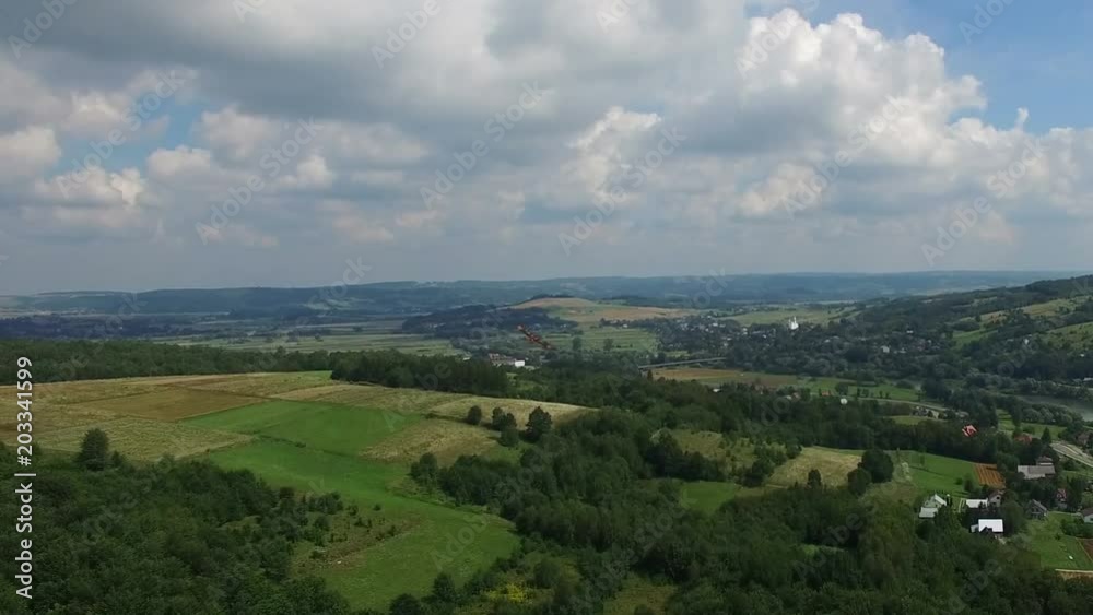Aerial of Hawk Flying Above Hilly Countryside Forests Aerial of Hawk Flying Above Hilly Countryside Forests
