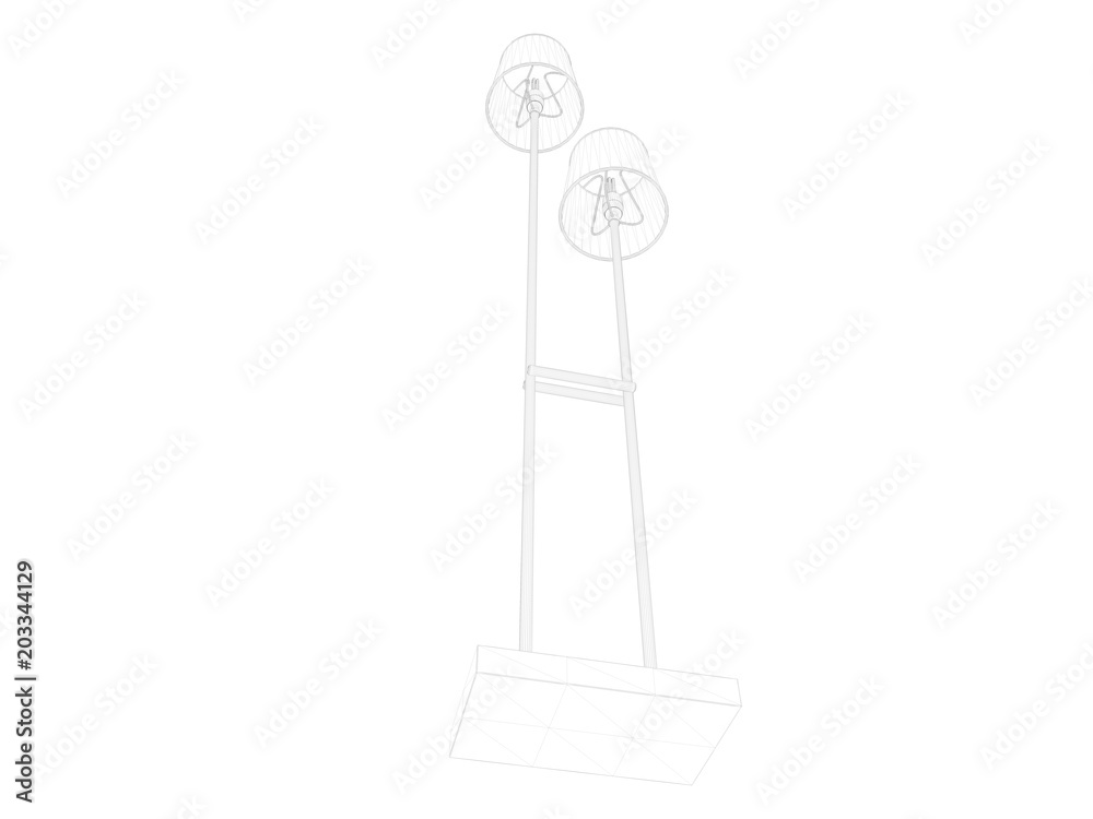 Naklejka premium 3d rendering of a blueprint lamp light holder isolate on a white background