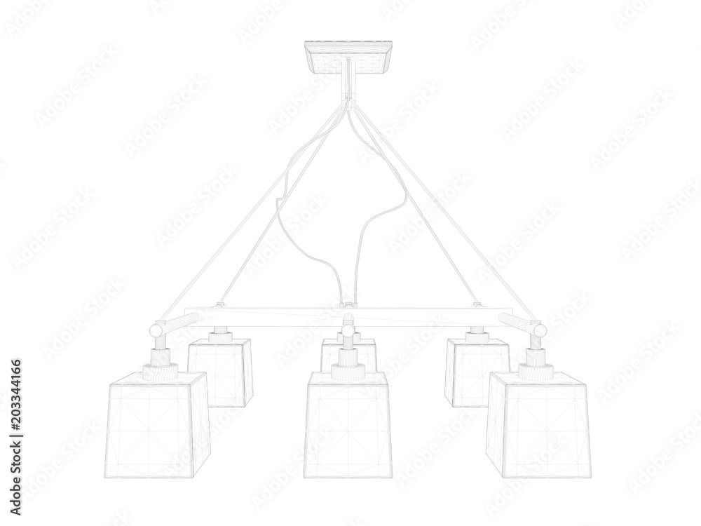 Fototapeta premium 3d rendering of a blueprint lamp light holder isolate on a white background
