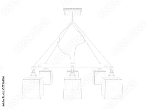 3d rendering of a blueprint lamp light holder isolate on a white background