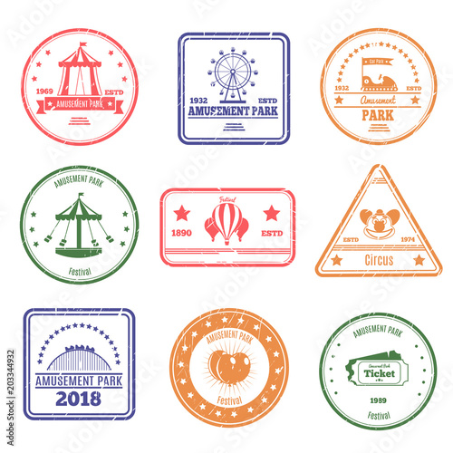 Amusement Park Stamps Set