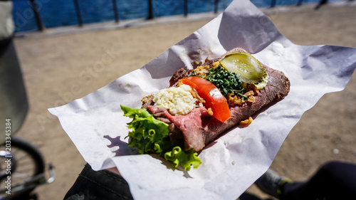 Photography Smørrebrød Danish open sandwich in Copenhagen, Denmark