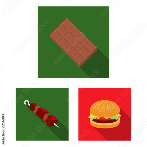 Fast food flat icons in set collection for design.Food from semi-finished products vector symbol stock web illustration.