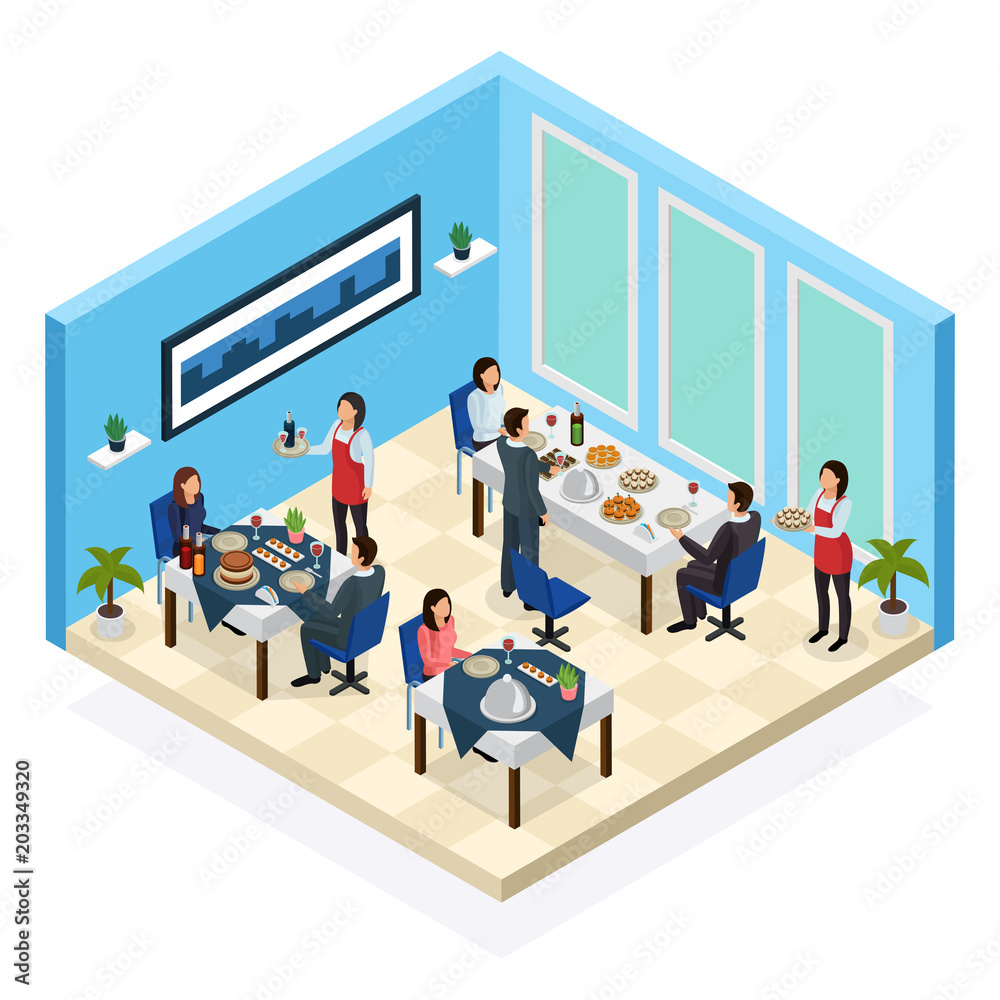 Restaurant Service Isometric Composition Restaurant Service Isometric Composition