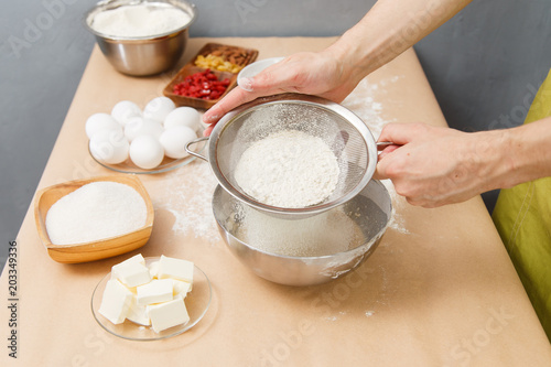 Preparing dough, cooking with flour at home