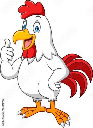 Cartoon happy rooster giving thumbs up