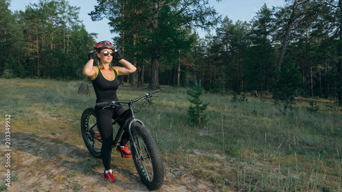 Quadro su tela Fat bike also called fatbike or fat-tire bike in summer riding in the forest