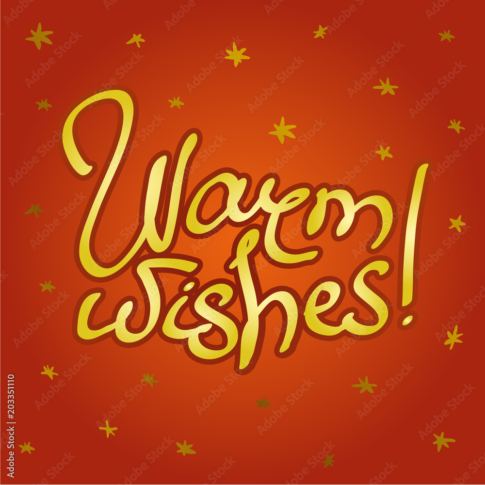 Royal red color background, lettering Warm wishes