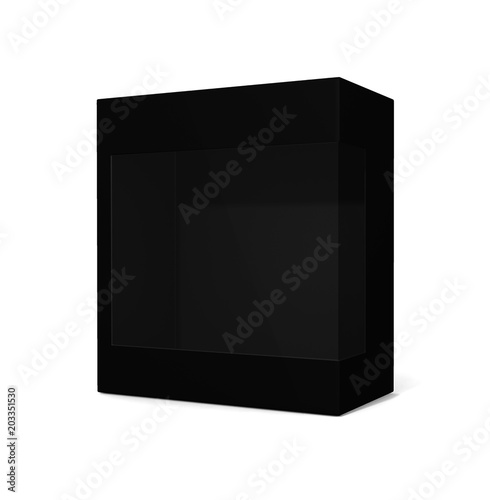 Blank Cardboard Rectangle Boxe Packaging For electronic, Gift, and Other Products with Plastic Window Mock up Close up Isolated on White Background. 3d illustration