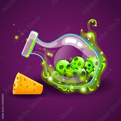 Bottle of magic elixir with skull-2