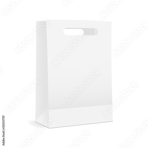 Paper shopping bag mock up - half side view. Vector illustration