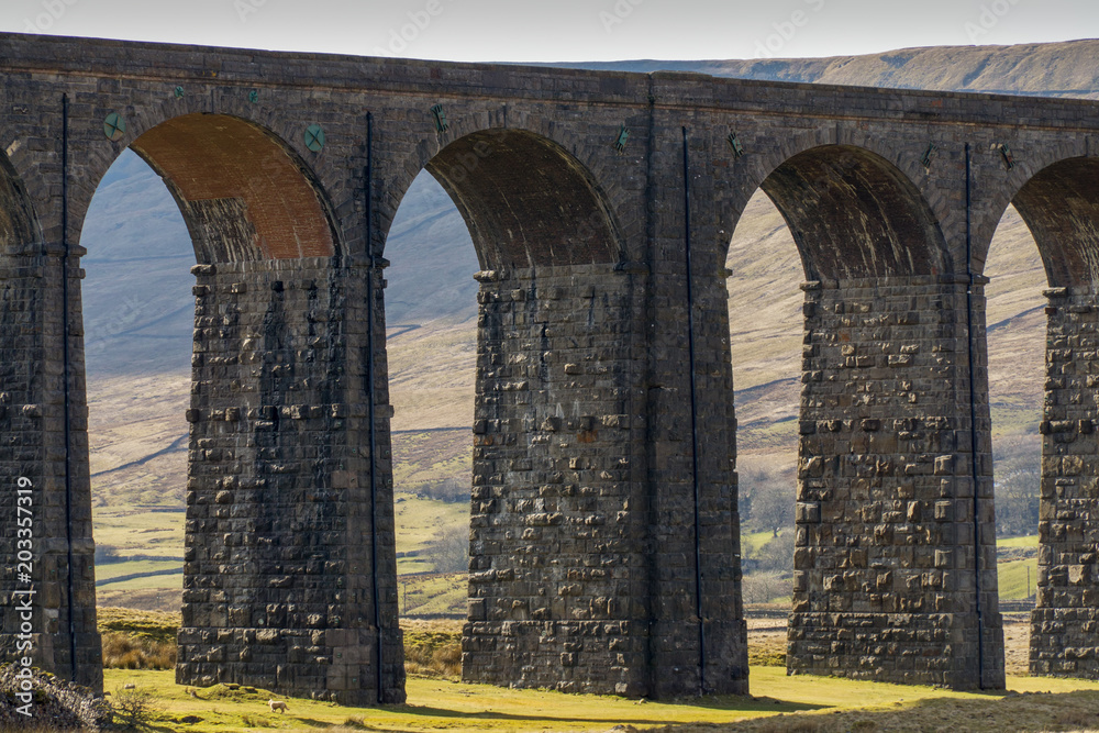 A close up view of the Ribblehead viaduct A close up view of the Ribblehead viaduct