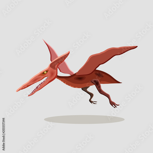 Vector cartoon  illustration of a dinosaur. Pteranodon.