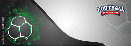 Web header or banner design with soccer ball on grey background.