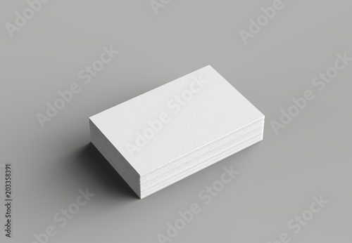 Business card mock up isolated on gray background. Horizontal. 3D illustrating.