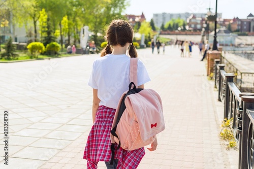 Teenage student girl walking back view © Valerii Honcharuk