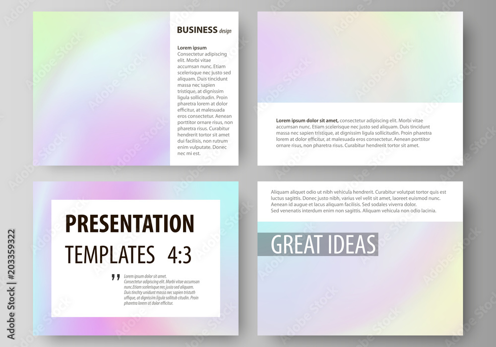 Business templates for presentation slides. Abstract vector layouts in flat design. Hologram, background in pastel colors with holographic effect. Blurred colorful pattern, futuristic surreal texture. Business templates for presentation slides. Abstract vector layouts in flat design. Hologram, background in pastel colors with holographic effect. Blurred colorful pattern, futuristic surreal texture.
