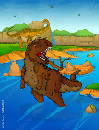 Carnotaur on the river background