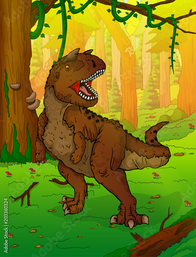Carnotaur on the background of forest