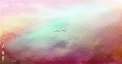 Horizontal, watercolor texture red-lilac-turquoise.