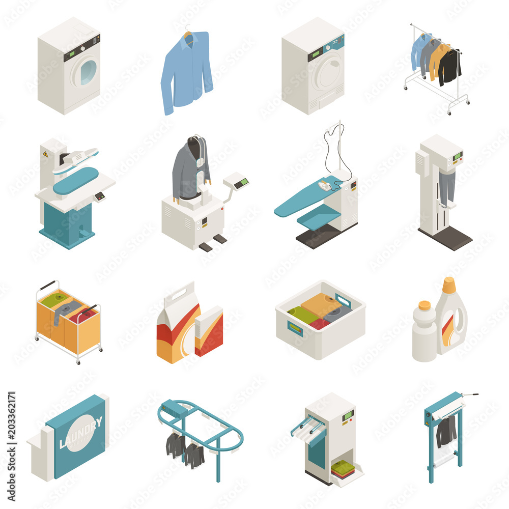 Laundry Equipment Isometric Set Laundry Equipment Isometric Set