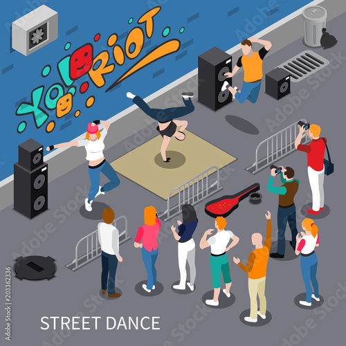 Street Dance Isometric Composition