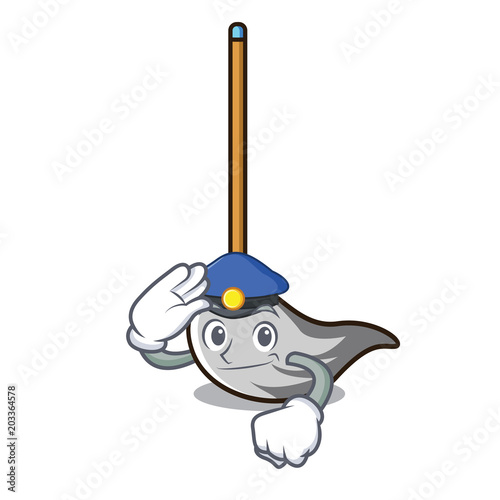 Police mop character cartoon style