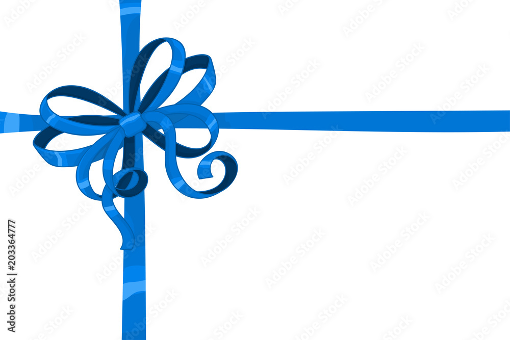 Blue ribbon bow wrapped over giftbox Blue ribbon bow wrapped over giftbox