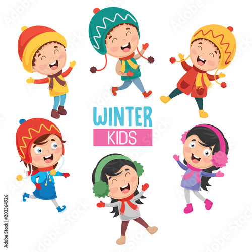Vector Illustration Of Winter Kids