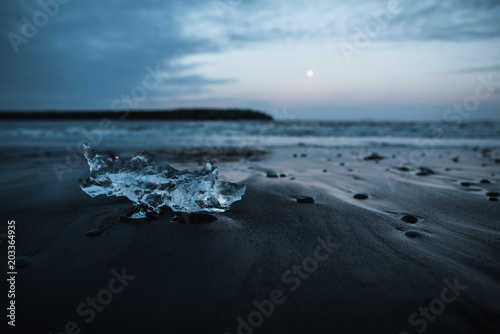 Ice on Black Sand Beach Iceland