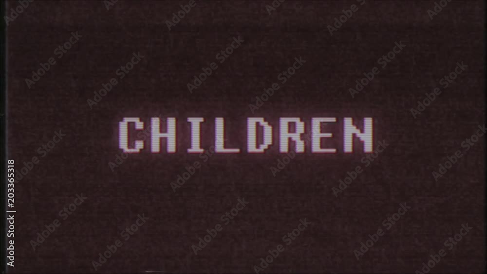 retro videogame CHILDREN word text computer old tv glitch interference noise screen animation seamless loop New quality universal vintage motion dynamic animated background colorful joyful video m retro videogame CHILDREN word text computer old tv glitch interference noise screen animation seamless loop New quality universal vintage motion dynamic animated background colorful joyful video m