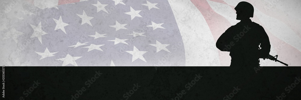 Fototapeta premium Composite image of focus on usa flag